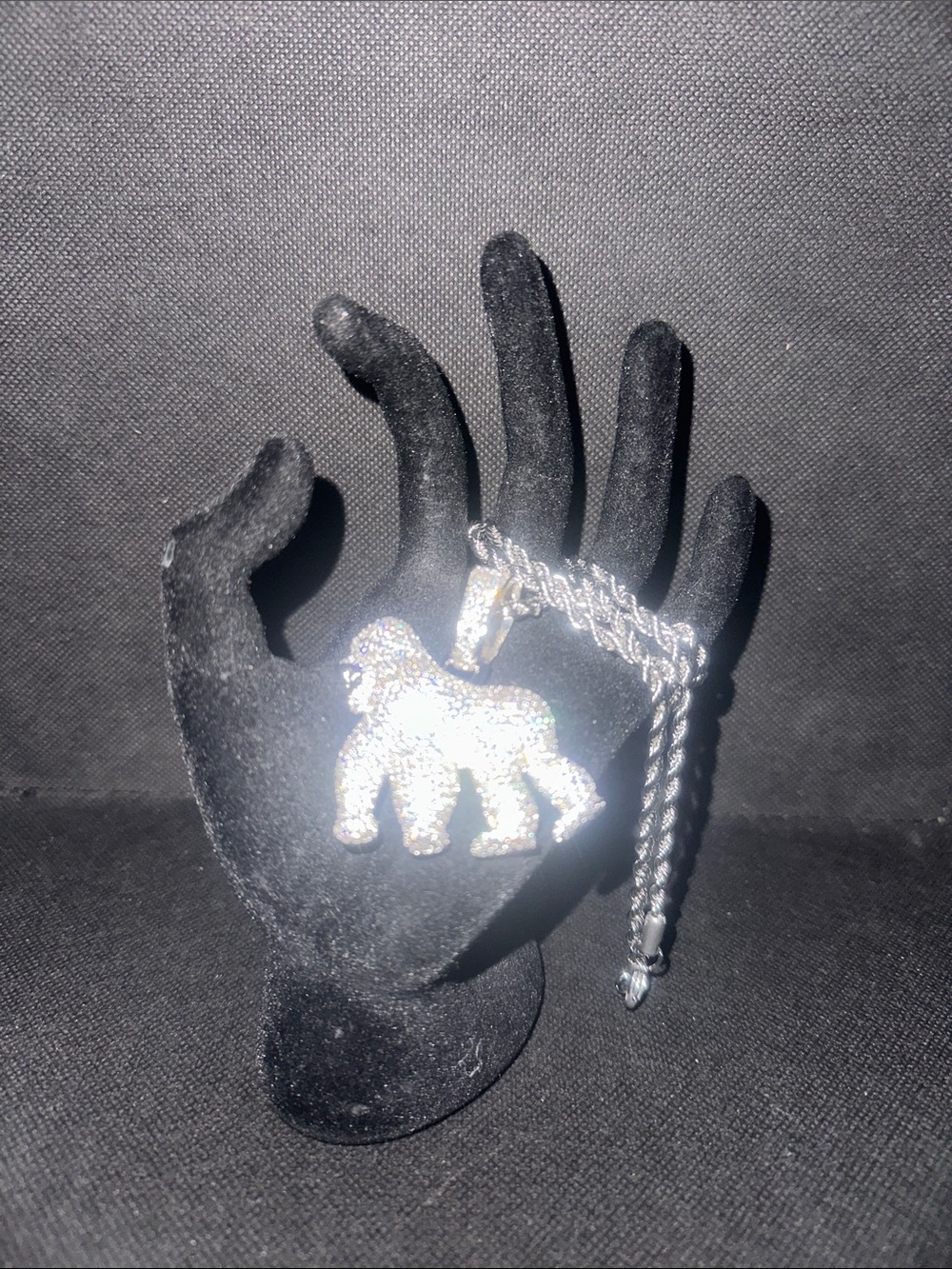 Silver Glitter Gorilla Pendant Necklace - Sparkling Gorilla Charm